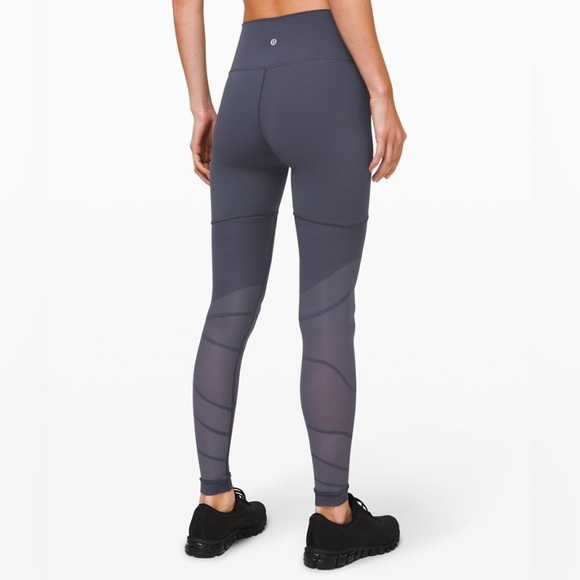 Lululemon  Sheer Will HR Pulse Tight in Stone Blue Gray Mesh Legging Size 4 - Picture 1 of 11